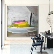 Abstract Painting  Contemporary Art Acrylic Painting, Hand Painted Large Abstract canvas art, yellow green, gray