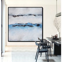 Large Abstract Painting Canvas Art, Landscape Painting On Canvas Acrylic Painting Wall Art By Dao. Blue Black White Brown