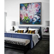 IN STOCK 48"x48", Abstract flower Oil Painting On Canvas, Original Art, Impressionist Landscape Painting