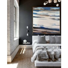 Original Art Extra Large Abstract Painting on Canvas, Landscape Painting Canvas Art, By Dao. Blue White Brown Black
