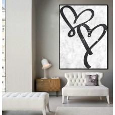 Hand Made Large Acrylic Painting On Canvas, Large Abstract canvas art, Love, Modern Painting Clean Looks, Black White Art.