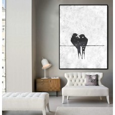Hand Made Large Acrylic Painting On Canvas, Large Abstract canvas art Landscape, Modern Painting Clean Looks, Black White Art.