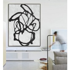 Large Large Abstract canvas art, Hanmade Painting Minimalist Art, Abstract Painting On Canvas, Geometric Art. Black White.