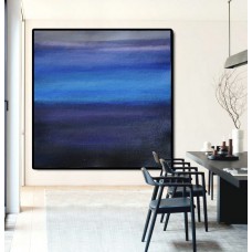 Large Abstract Painting Canvas Art, Landscape Painting On Canvas, Acrylic Painting Wall Art By Dao. Black Purple Blue.