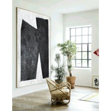 Large Large Abstract canvas art, Handmade painting Minimalist Art, Abstract Painting On Canvas, Geometric Art. Black White.