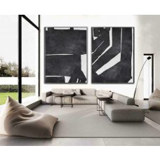 Set Of 2 Extra Large Contemporary Art, Acrylic Modern Wall Art On Canvas, Minimalist Canvas Art, HANDMADE.