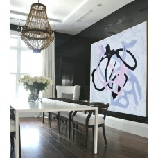 Large Large Abstract canvas art, Hand Painted Aclylic Painting On Canvas Minimalist Art, Black White Purple Grey.