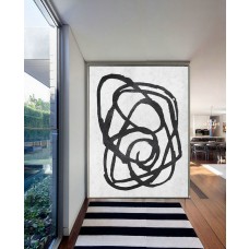 Large Abstract Painting On Canvas, Minimalist Canvas Art, Handmade Black White Acrylic Textured Painting.