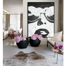 Large Large Abstract canvas art, Hand Painted Oil Painting Minimalist Art, Abstract Painting On Canvas, Modern Art. Black White.