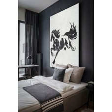 Black White Horse, Hand Made Extra Large Canvas Painting, Abstract Painting on Canvas, Original Art.