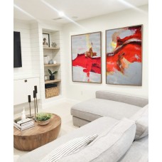 Set Of 2 Large Contemporary Painting, Abstract Canvas Art, Painted by Leo, Hand paint.