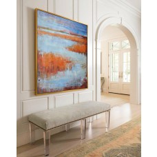 Large Abstract Landscape Oil Painting, Canvas Art. Handmade,  blue, yellow, brown, orange, etc. by Jackson