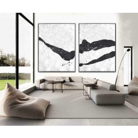 Set Of 2 Extra Large Acrylic Painting On Canvas, Minimalist Painting Canvas Art, Abstract Painting Landscape Wall Art